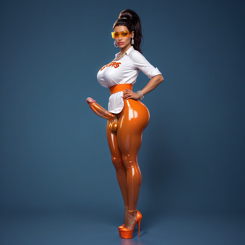 Futanari Hooters Waitress In Clear Latex Catsuit, Ano Dilatado, Delgada Porno latina IA