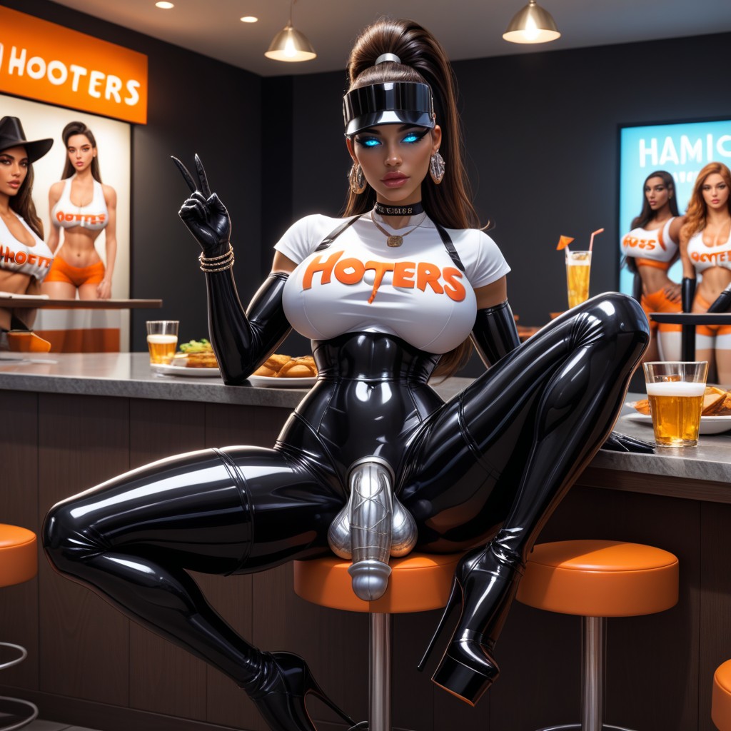 Grande Longueur, High Top Ponytail, Assis, Jambes Écartées Porno IA Latina