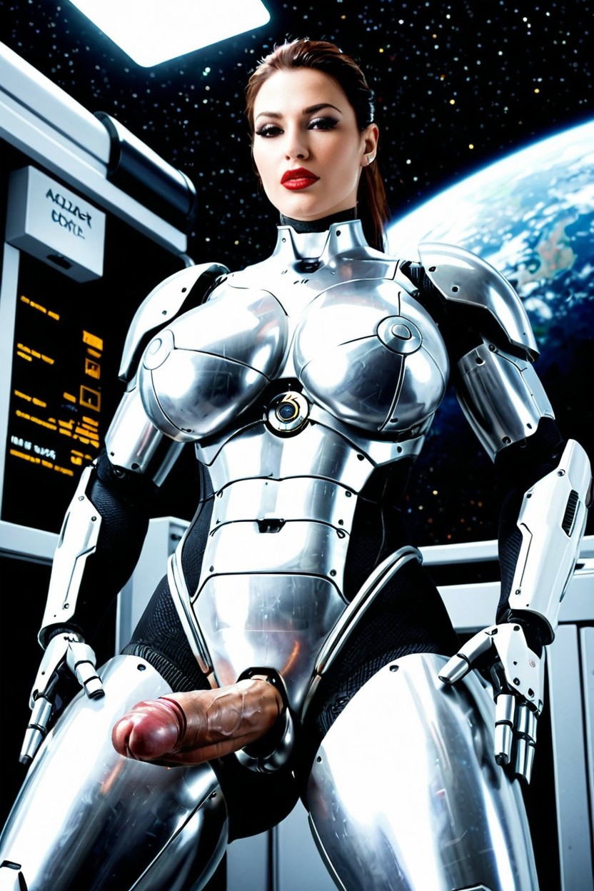Balls Of Futanari Are Shiny Metallic, Robot Balls Of Futanari Are Shiny Metallic, Penis Of Futanari Robot Is Shiny Metallic With Mechanical Look Latina AI Porn