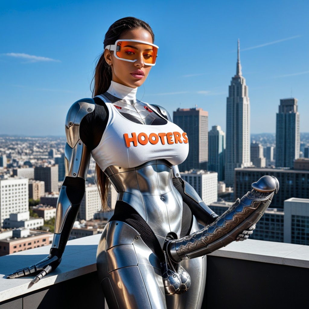 Erect Nipples, Futanari Robot Has Metallic Robot Balls, Futanari Robot Has Huge Shiny Metallic Penis With Robotic Design Porno latina IA