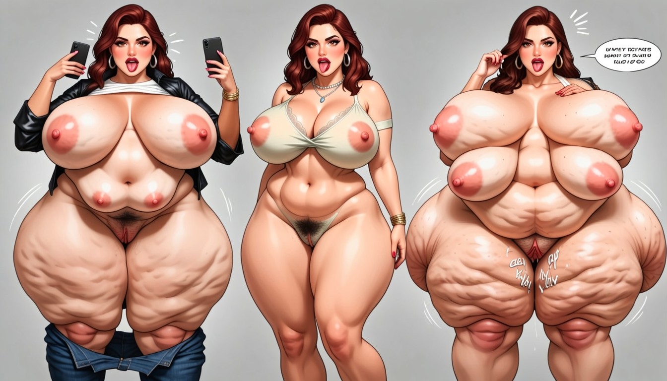 Huge Puffy Pussy, Huge Hyper Inflated Lips, Multi Breast Latina AI Porn