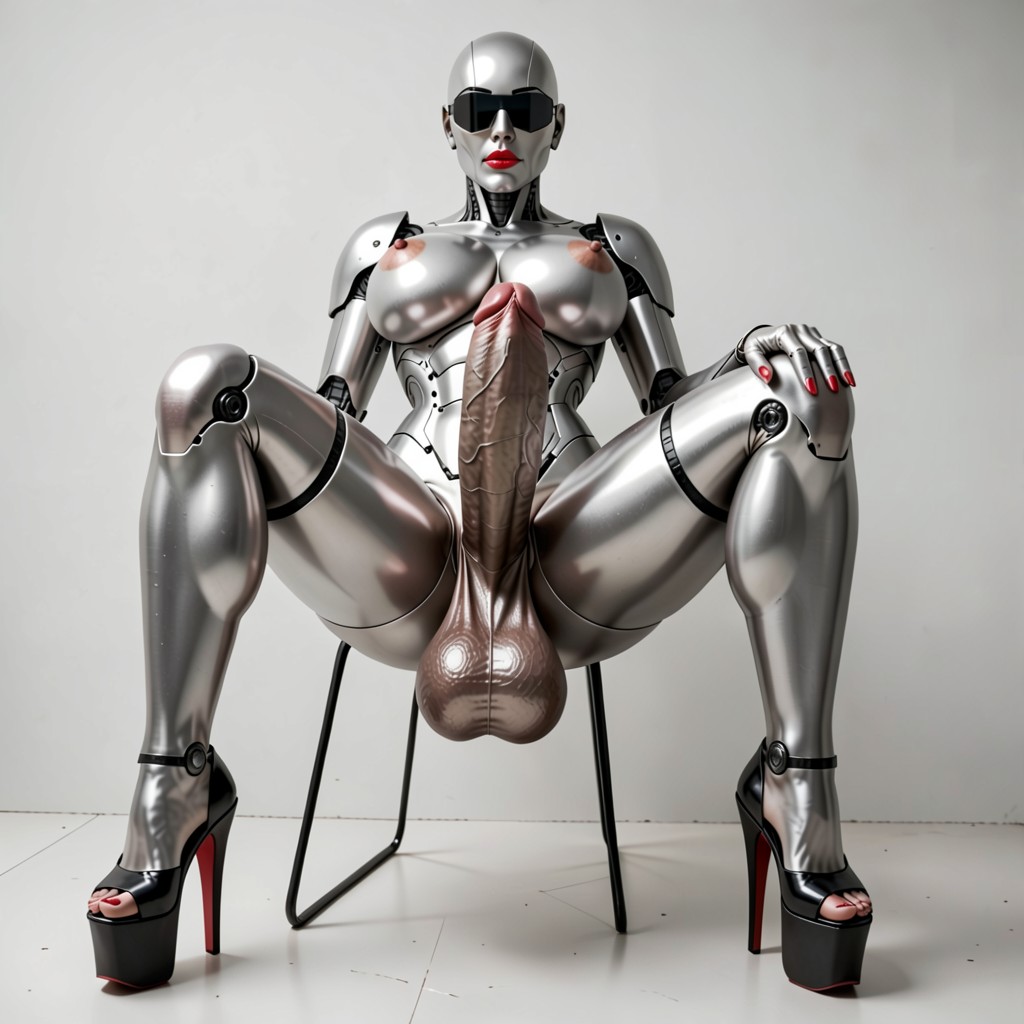 Robot Pussy Of Futanari Is Shiny Metallic, Cuerpo Completo, Puffy Upper Lip Porno latina IA