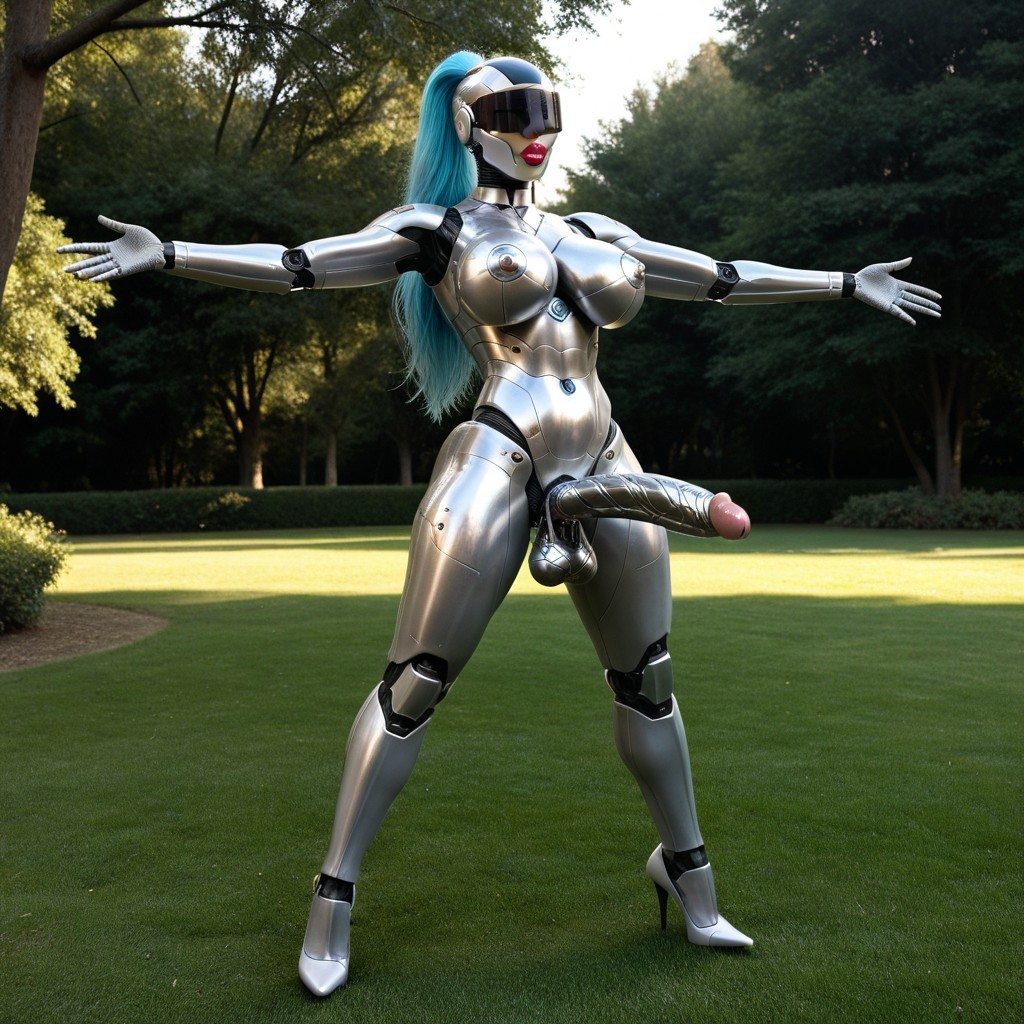 Reír, Futanari Robot Has Pure Mechanical Robotic Shiny Metallic Penis, Guantes De Látex Porno latina IA