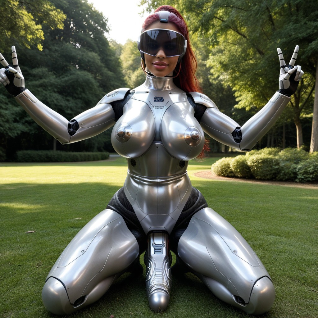 Balls Of Futanari Are Shiny Metallic, Rounded Breast, Model Latina AI Porn