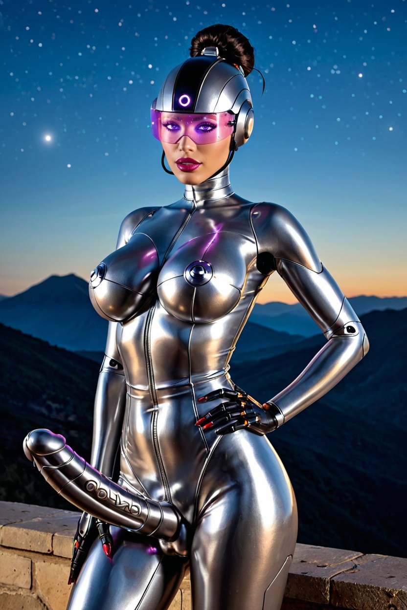 Clear Transparent Latex Bustier, Hard Light, Long Eyelashes Latina AI Porn