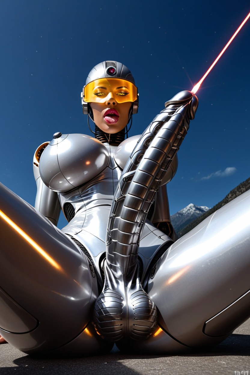 Futanari Robot Has Glowing Metallic Robot Balls, Her Butt Is Very Tight, Futanari Robot Has Pure Mechanical Robotic Shiny Metallic Penis Latina KI Porno