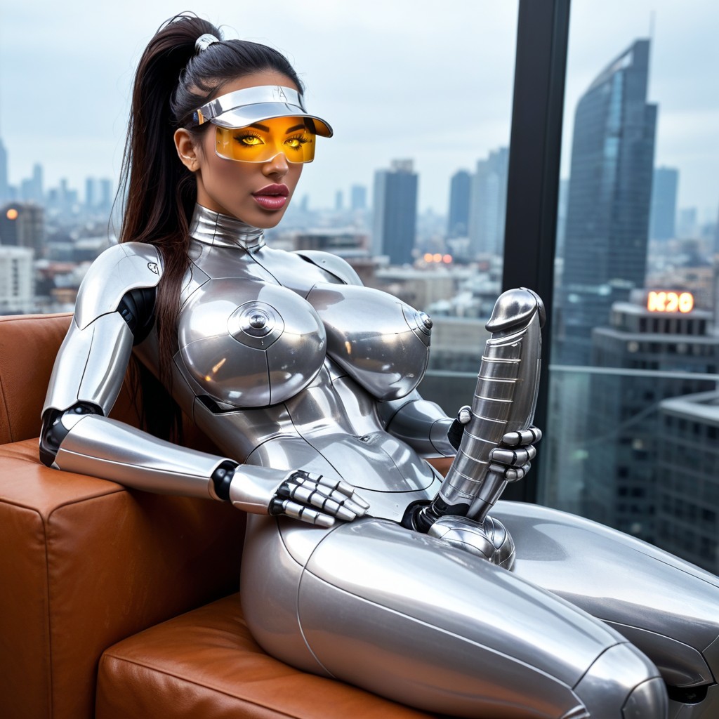 She Wears Tight Transparent Latex Top, 屋上, ビンボーメイク ラティーナAIエロ